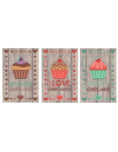 Tableau à broder : 10x15 cm, 3 TABLEAUTINS CUPCAKES LOT 1 | Zéphyr Tis