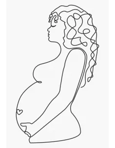 Tableau à broder : 20x29 cm, LINE ART EN ATTENDANT BEBE | Zéphyr Tissu