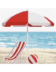 Tableau à broder : 16.5x16.5 cm, TABLEAUTIN BORD DE MER ROUGE | Zéphyr