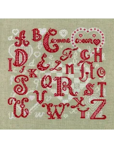Abécédaire à broder : 35x35 cm, ABC COEURS 35X35 | Zéphyr Tissus