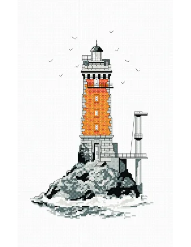 Tableau à broder : 25x35 cm, PHARE ORANGE | Zéphyr Tissus