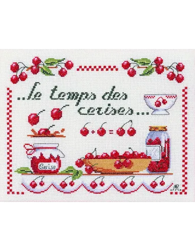 Kit canevas : 35x45 cm, KIT LE TEMPS DES CERISES | Zéphyr Tissus