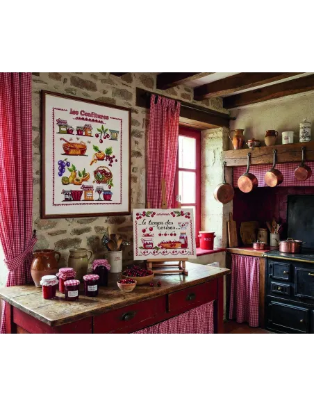 Kit canevas : 35x45 cm, KIT LE TEMPS DES CERISES | Zéphyr Tissus