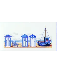 Kit canevas : 30x45 cm, KIT PC - CABINES DE PLAGE | Zéphyr Tissus