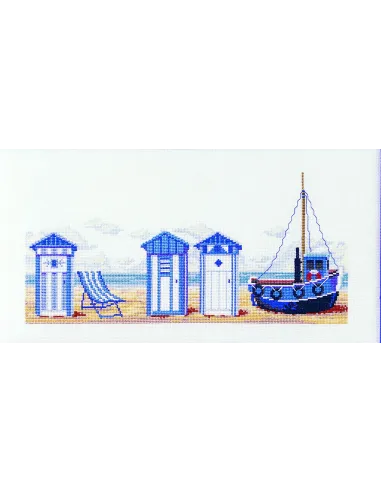 Kit canevas : 30x45 cm, KIT PC - CABINES DE PLAGE | Zéphyr Tissus