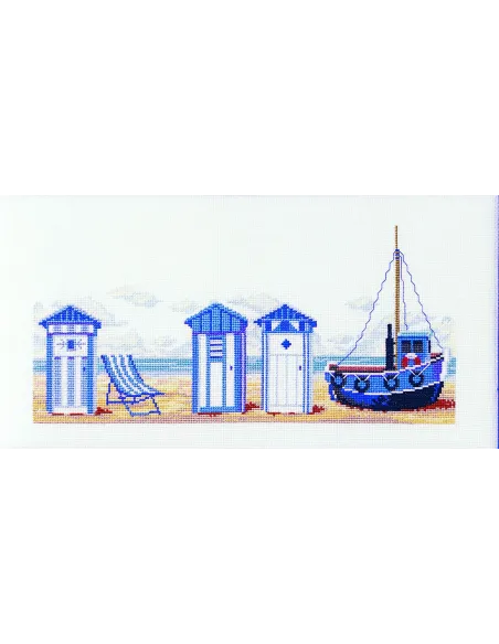 Kit canevas : 30x45 cm, KIT PC - CABINES DE PLAGE | Zéphyr Tissus