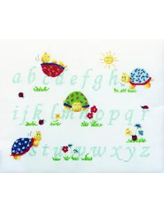 Abécédaire à broder : 35x45 cm, ABC TORTUES | Zéphyr Tissus