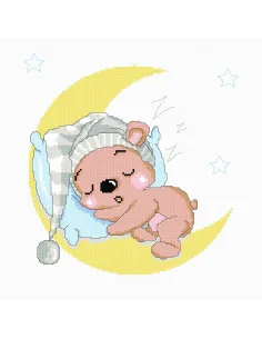 Petit ouvrage à broder : 20x20 cm, BONNE NUIT OURSON | Zéphyr Tissus