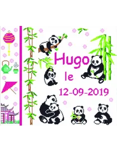 Tableau à broder : 35x40 cm, TABLEAU NAISSANCE PANDA 35 X 40 | Zéphyr 
