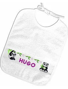 Toise ou carnet à broder : 25x30 cm, BAVOIR CONFECTIONNE PANDAS 25X30 