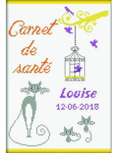 Toise ou carnet à broder : 24x42 cm, CARNET DE SANTE LES CHATS BIAIS J