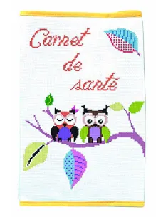 Toise ou carnet à broder : 24x42 cm, CARNET DE SANTE CHOUETTES-BIAIS J