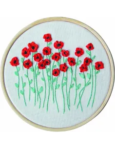 Petit ouvrage à broder : 13x13 cm, LES COQUELICOTS AVEC RUBAN | Zéphyr