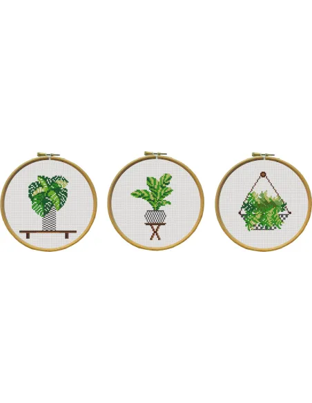 Tableau à broder : 12x12 cm, LOT DE 3 TABLEAUTINS PLANTES | Zéphyr Tis
