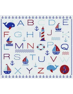 Abécédaire à broder : 40x35 cm, ABC MARIN | Zéphyr Tissus
