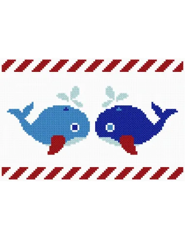 Tableau à broder : 10x15 cm, TABLEAUTIN LES BALEINES | Zéphyr Tissus