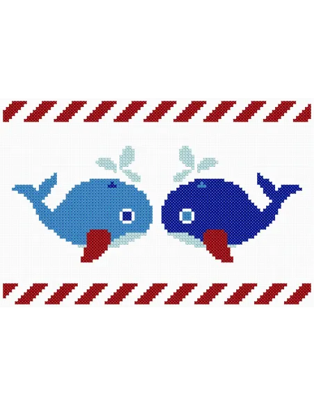 Tableau à broder : 10x15 cm, TABLEAUTIN LES BALEINES | Zéphyr Tissus
