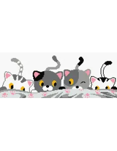 Tableau à broder : 28x10 cm, TABLEAU PETITS CHATS | Zéphyr Tissus