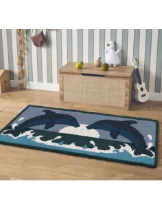 Kit canevas : 50x100 cm, KIT LES DAUPHINS 50 X 100 | Zéphyr Tissus