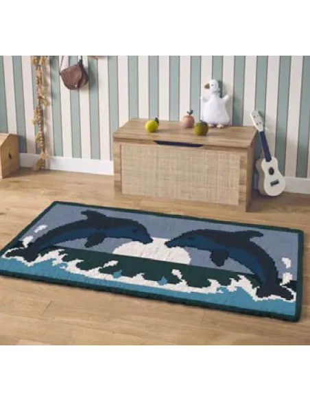 Kit canevas : 50x100 cm, KIT LES DAUPHINS 50 X 100 | Zéphyr Tissus