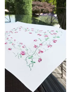 Linge de table à broder : 80x80 cm, SURNAPPE TS POIS DE SENTEUR 80X80 