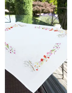 Linge de table à broder : 80x80 cm, SURNAPPE TS FLEURS D'ETE 80x80 | Z