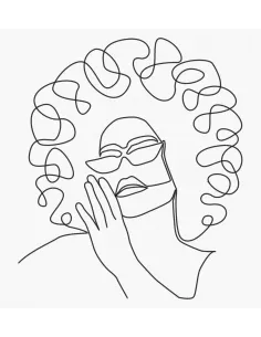 Tableau à broder : 27x29 cm, LINE ART BELLE AFRO | Zéphyr Tissus