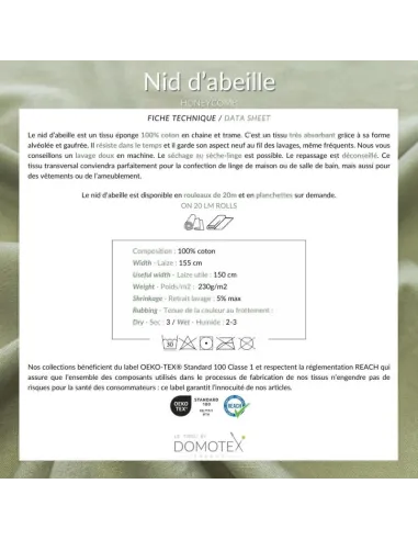 Nid d'Abeille Uni au Mètre | Zephyr Tissus