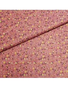 Tissu, Popeline de Coton Fleurie, Fushia, Laize 150 cm, 100% Coton