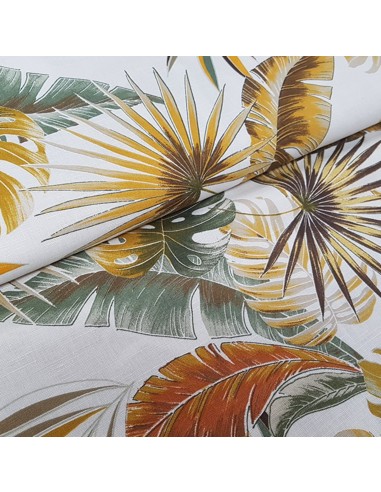 Tissu, Bachette de Coton, Fleuri Fond Blanc, Laize 140 cm, 100% Coton