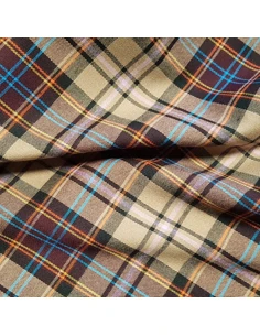 Tissu, Tartan Écossais à Carreaux, Marron Clair et Bordeaux, Laize 145 cm, Polyester Viscose Spandex 2