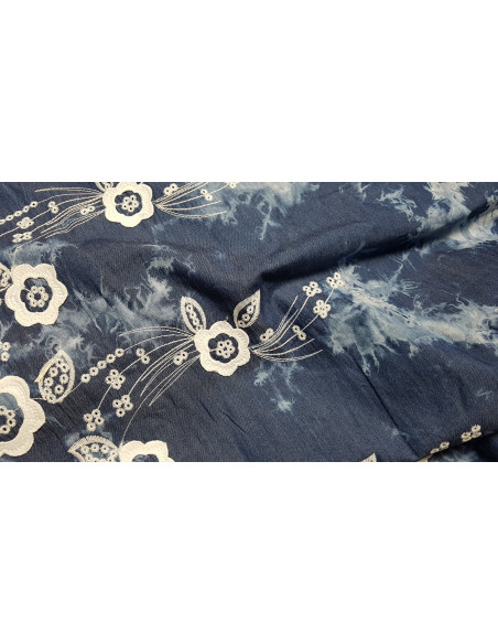 Coton base brodé chambray