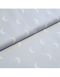 Tissu, Piqué de Coton Croissant de Lune, Gris, Laize 150 cm, 100% Coton