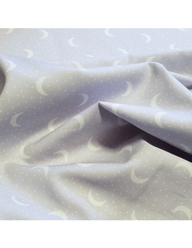 Tissu, Piqué de Coton Croissant de Lune, Gris, Laize 150 cm, 100% Coton