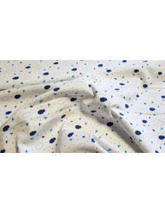 Piqué de coton oiseaux et nuages 2