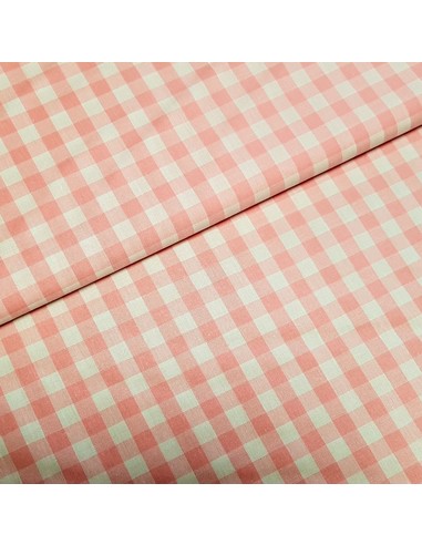 Tissu, Vichy Carreaux Moyen, Rose Bonbon et Blanc, Laize 150 cm, 100% Coton