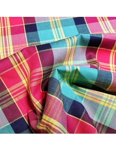 Tissu, Madras, Vert et Rouge, Laize 150 cm, 100% Coton 2