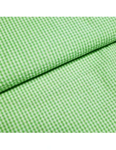 Tissu, Vichy Carreaux Petits, Vert et Blanc, Laize 150 cm, 100% Coton 115g/m²