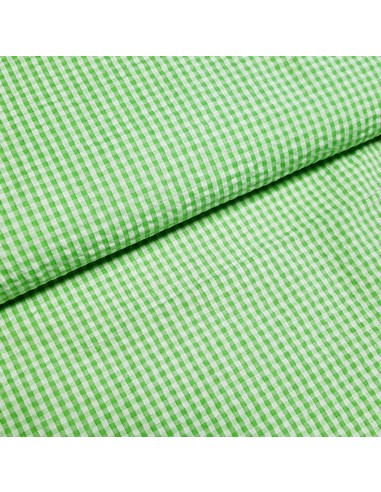 Tissu, Vichy Carreaux Petits, Vert et Blanc, Laize 150 cm, 100% Coton 115g/m²