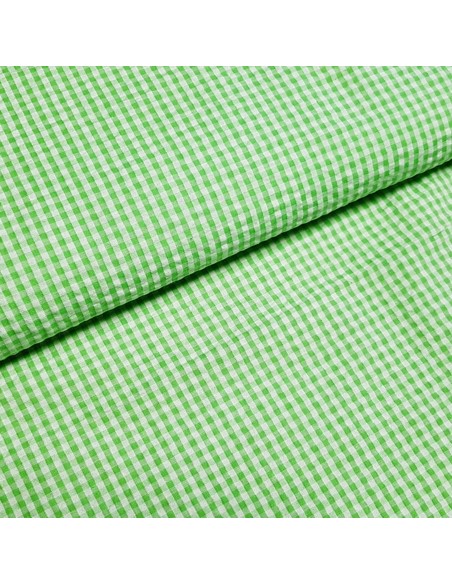 Tissu, Vichy Carreaux Petits, Vert et Blanc, Laize 150 cm, 100% Coton 115g/m²