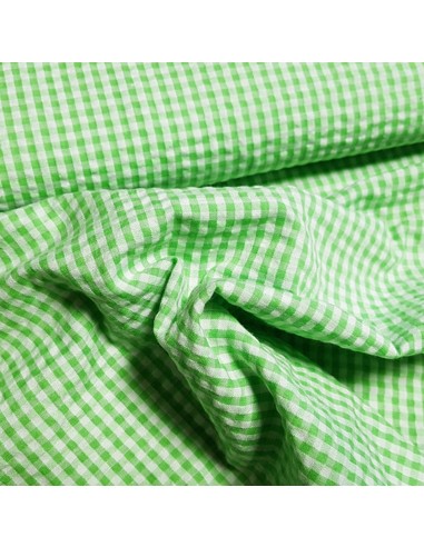 Tissu, Vichy Carreaux Petits, Vert et Blanc, Laize 150 cm, 100% Coton 115g/m²