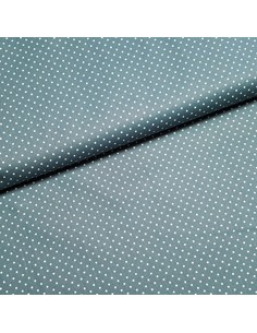 Tissu, Popeline de Coton à Pois, Bleu Canard et Blanc, Laize 150 cm, 100% Coton 130g/m²
