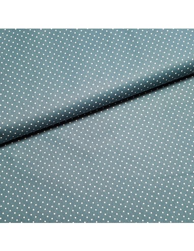 Tissu, Popeline de Coton à Pois, Bleu Canard et Blanc, Laize 150 cm, 100% Coton 130g/m²