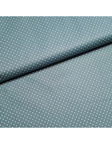 Tissu, Popeline de Coton à Pois, Bleu Canard et Blanc, Laize 150 cm, 100% Coton 130g/m²