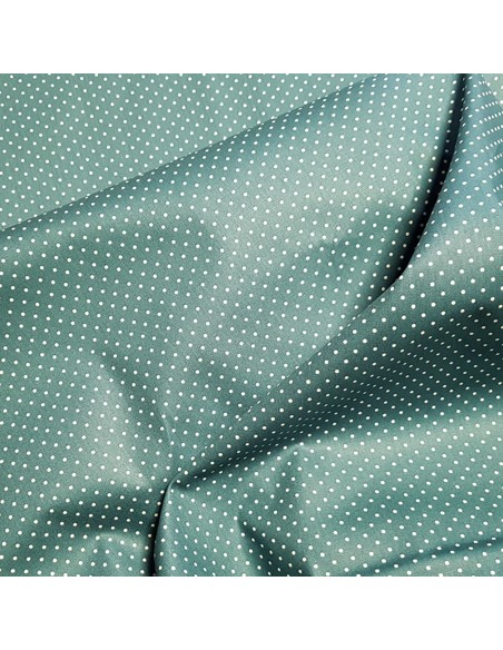 Tissu, Popeline de Coton à Pois, Bleu Canard et Blanc, Laize 150 cm, 100% Coton 130g/m²