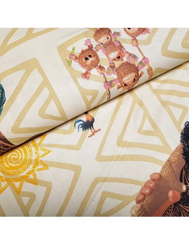 Tissu, Popeline de Coton Imprimée Vaiana, Multicolore, Laize 140 cm, 100% Coton