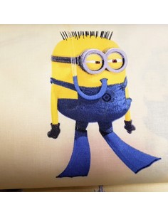 Tissu, Popeline de Coton Imprimée Minions, Multicolore, Laize 140 cm, 100% Coton