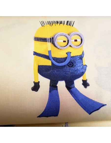 Tissu, Popeline de Coton Imprimée Minions, Multicolore, Laize 140 cm, 100% Coton