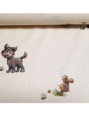 Tissu, Popeline de Coton, Petit Chaperon Rouge Multicolore, Laize 140 cm, 100% Coton