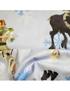 Tissu, Popeline de Coton Imprimée Reine des Neiges, Bleu Glacé, Laize 140 cm, 100% Coton 2